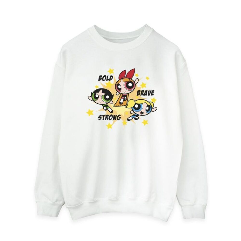 The Powerpuff Girls Womens/Ladies Girls Bold Brave Strong Sweatshirt / White